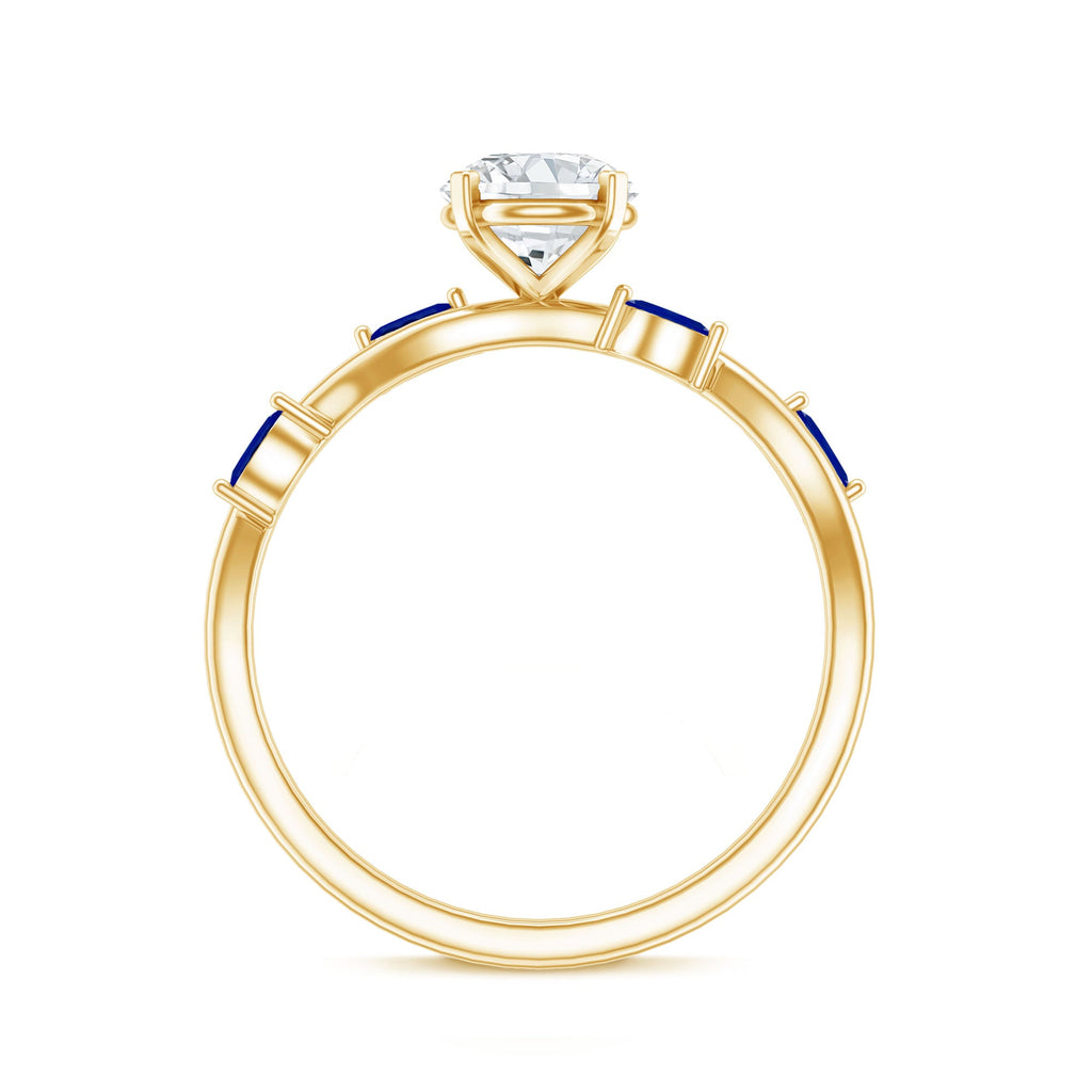 Certified Lab Grown Diamond Engagement Ring with Sapphire