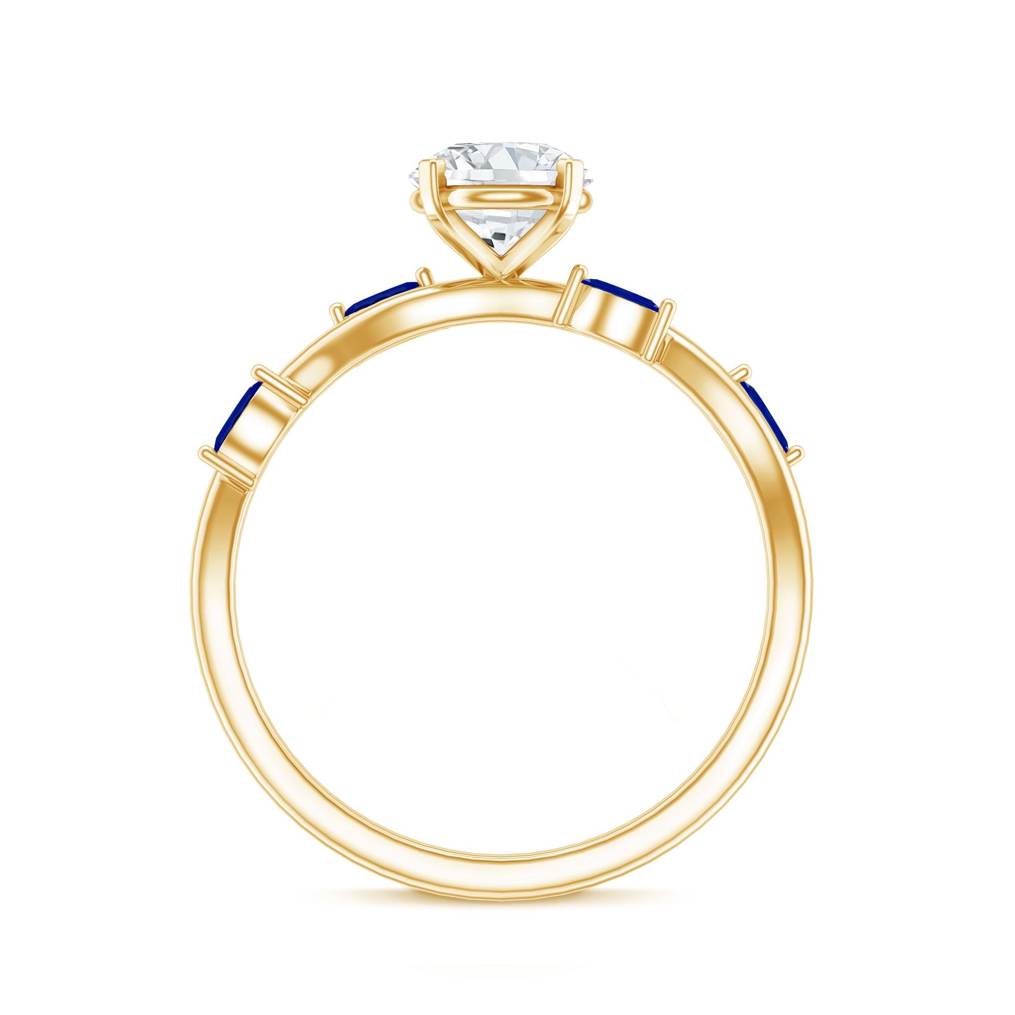 Certified Lab Grown Diamond Engagement Ring with Sapphire