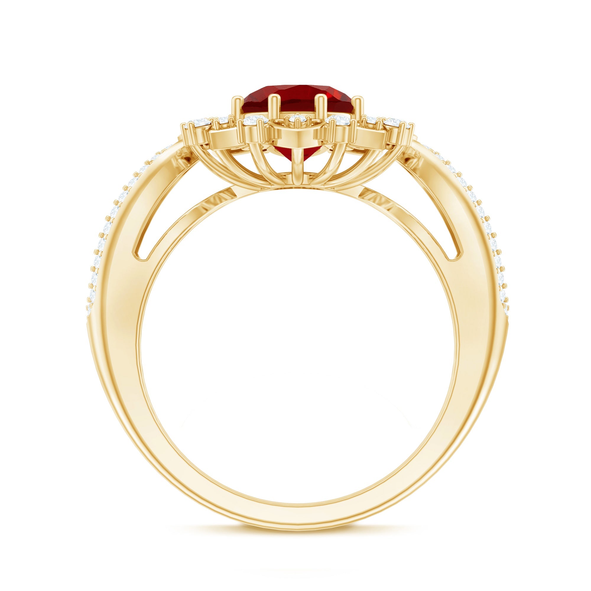 Lab Grown Ruby and Diamond Antique Looking Engagement Ring For Women