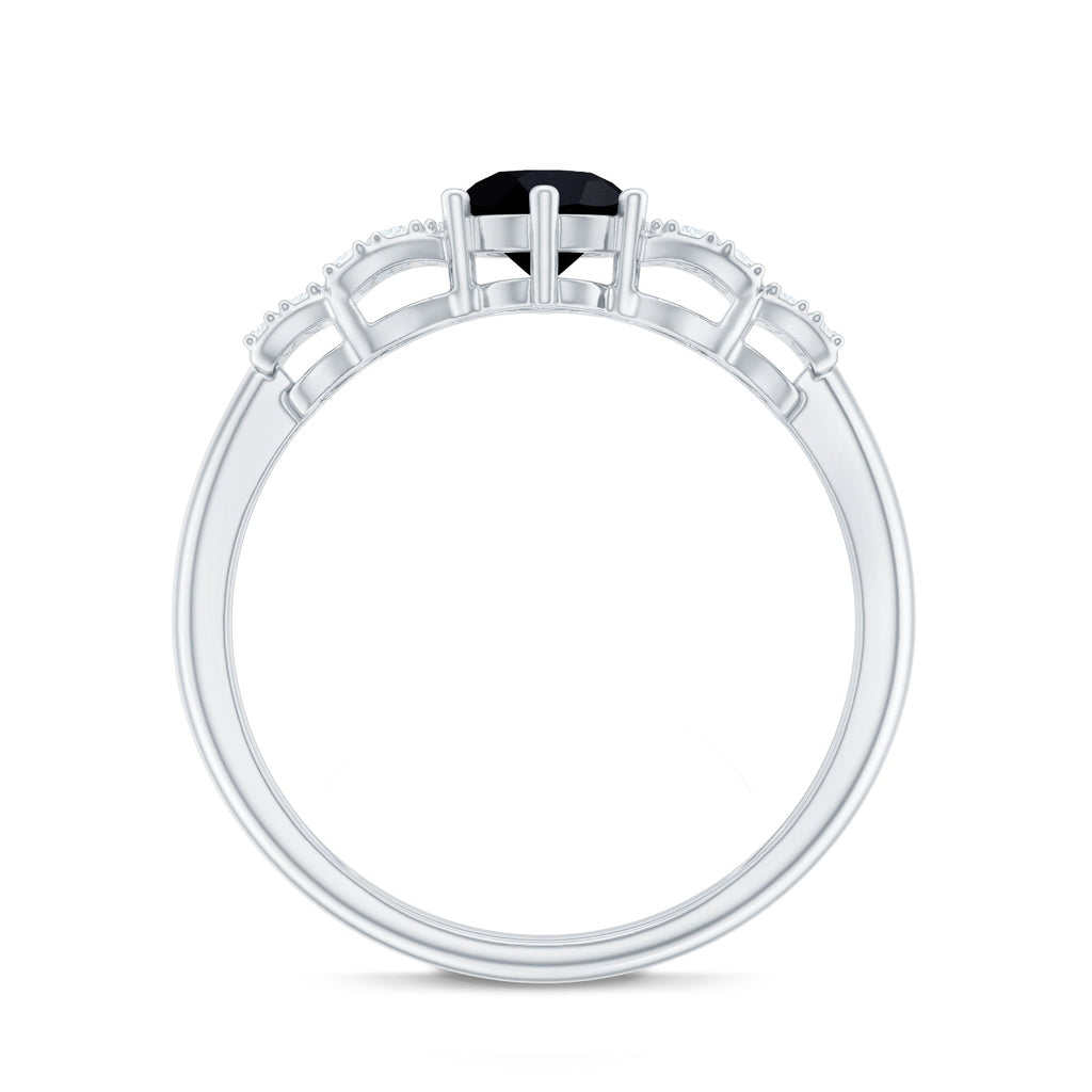 Certified 0.84 Carat Lab Grown Black Diamond Solitaire Engagement Ring with White Diamond