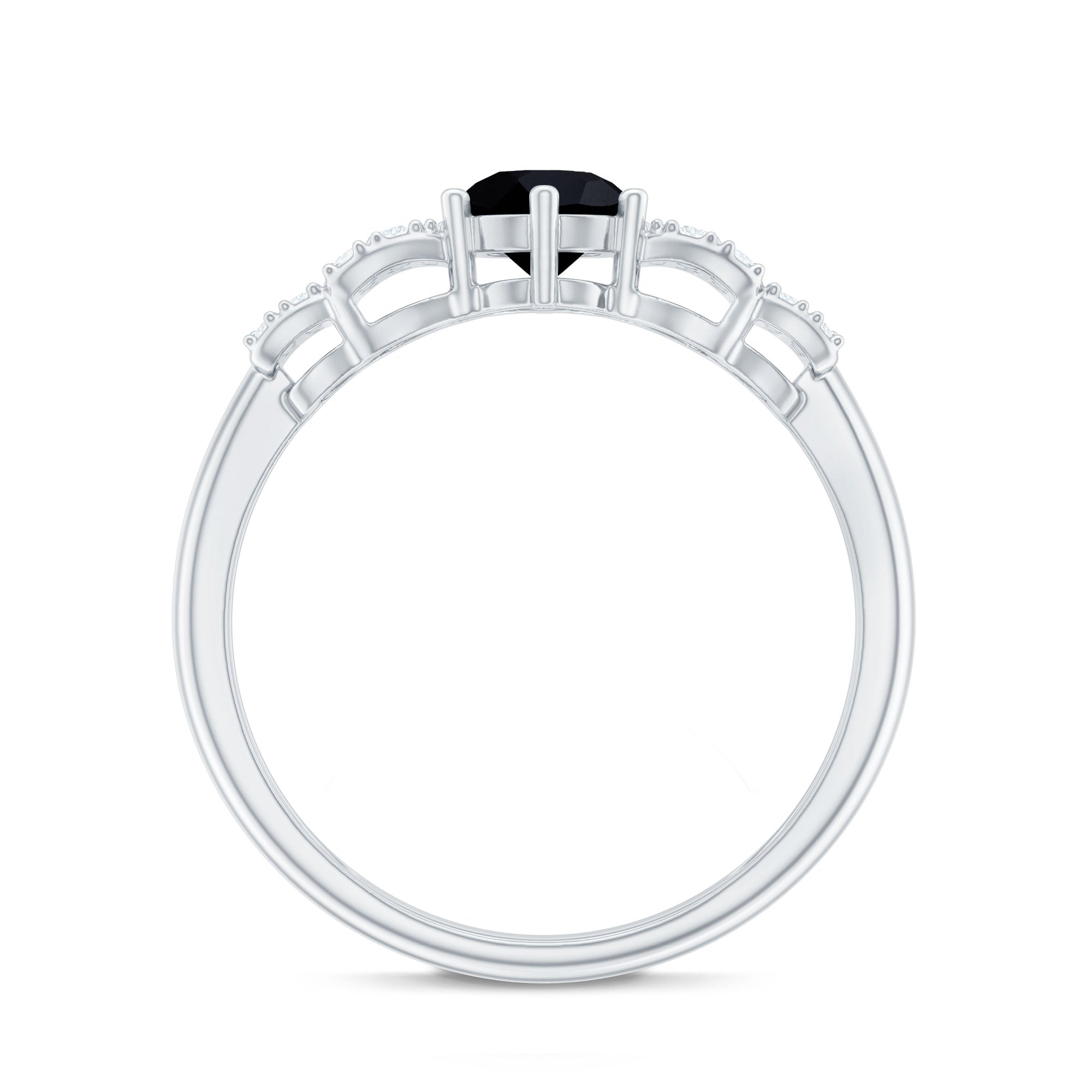 Certified 0.84 Carat Lab Grown Black Diamond Solitaire Engagement Ring with White Diamond