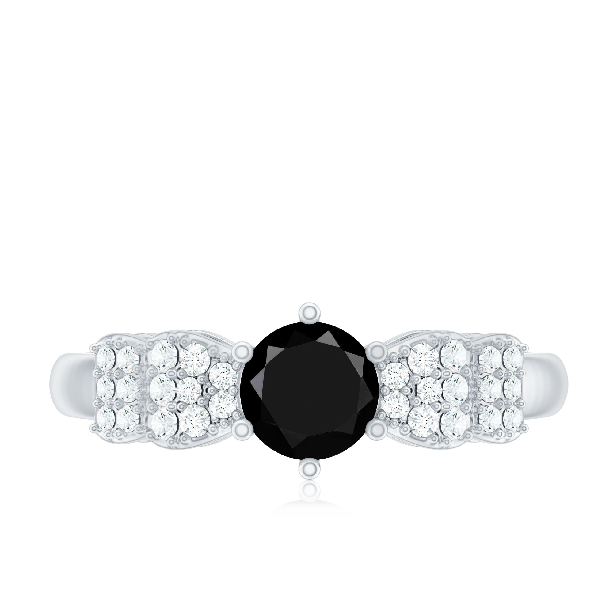 Certified 0.84 Carat Lab Grown Black Diamond Solitaire Engagement Ring with White Diamond