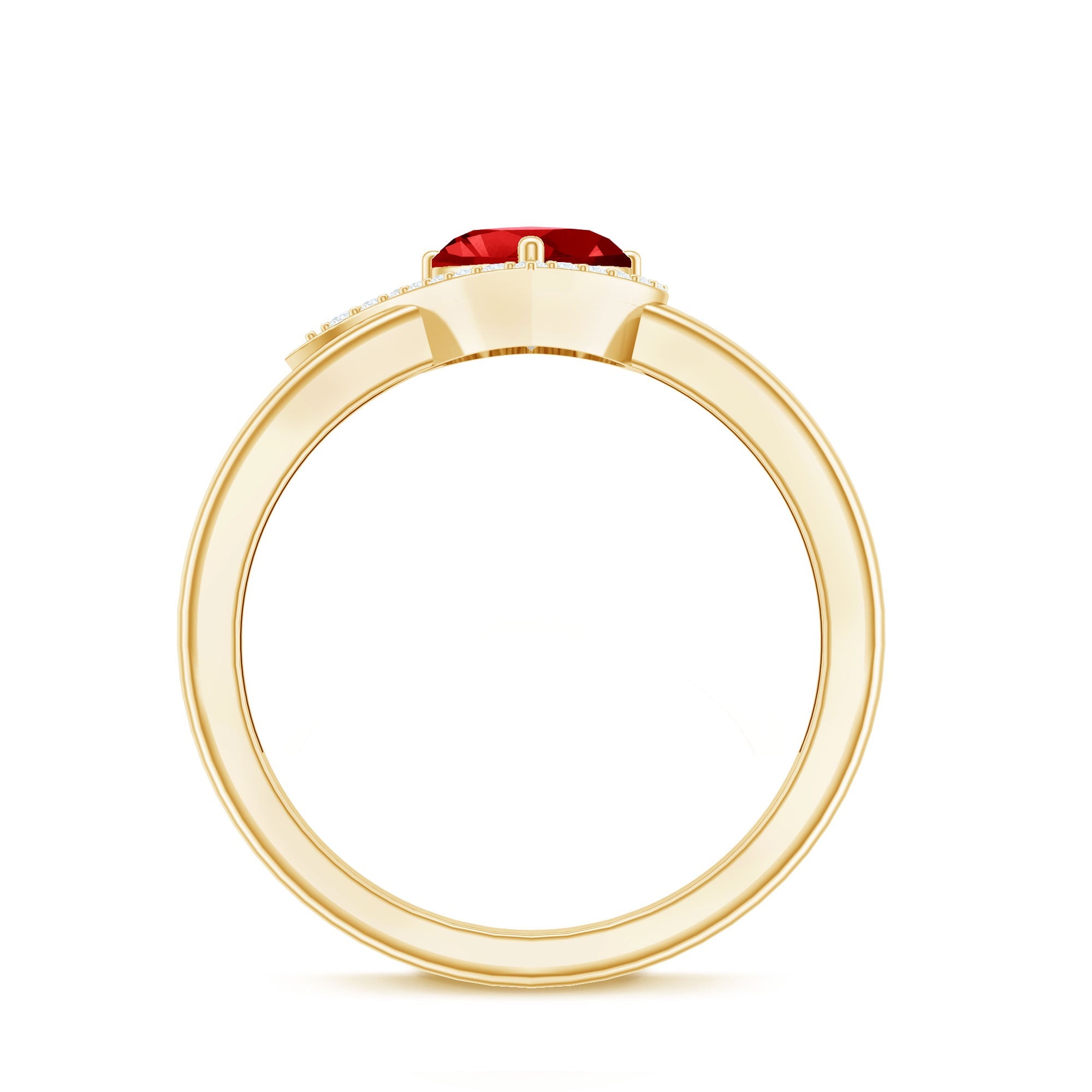 6 MM Lab Grown Ruby Heart Engagement Ring with Diamond Halo