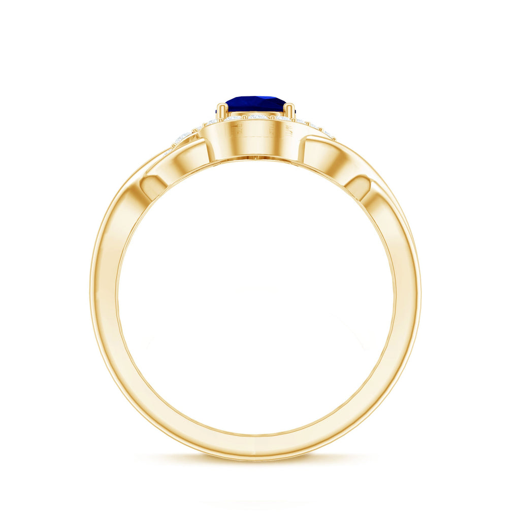 Certified 1.6 Carat Lab Grown Blue Sapphire Diamond Teardrop Engagement Ring with Crossover Shank