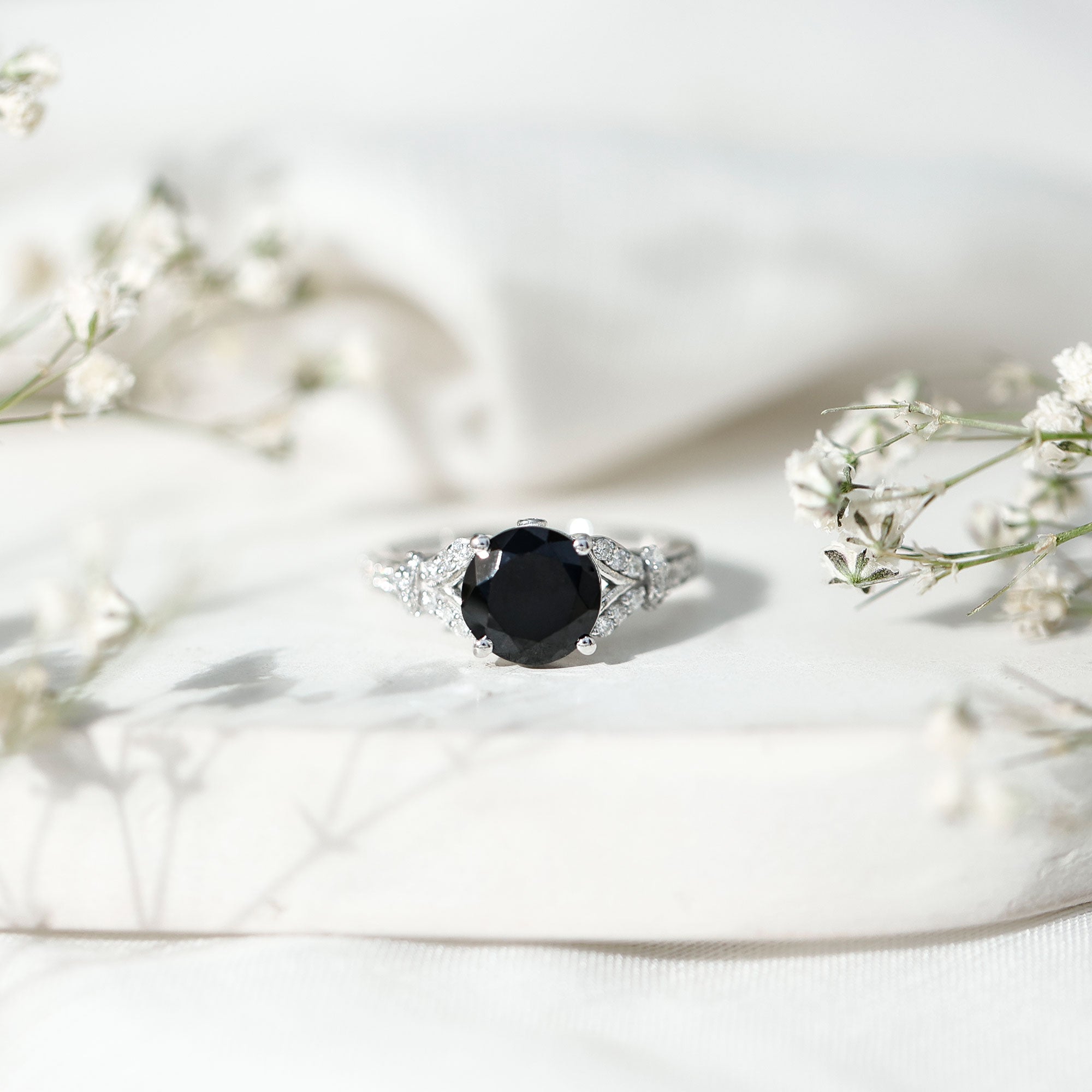 Lab Grown Black Diamond Solitaire Engagement Ring