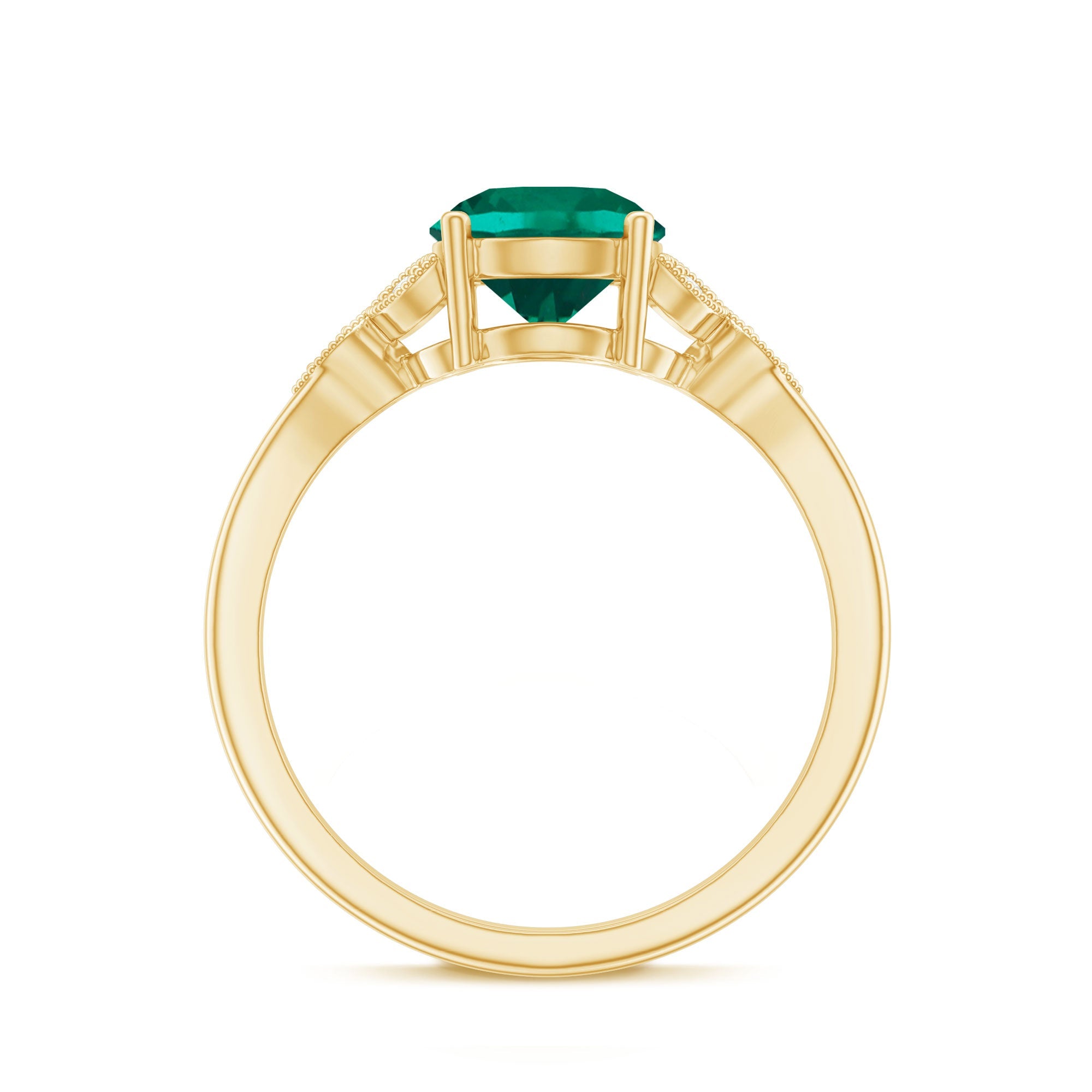 Lab Created Emerald Solitaire Engagement Ring With Diamond