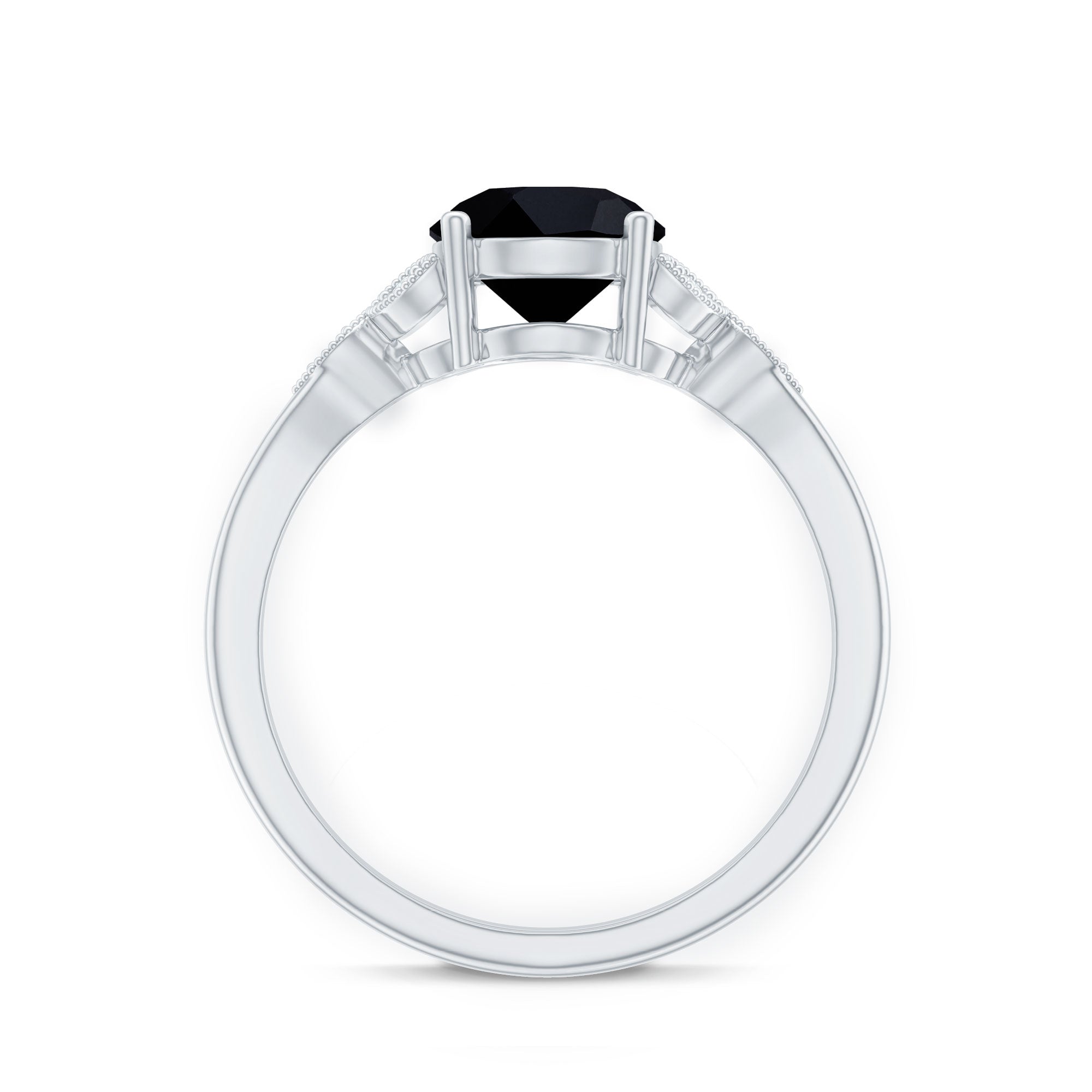 Certified 2 Carat Lab Grown Black Diamond Solitaire Engagement Ring with White Diamond