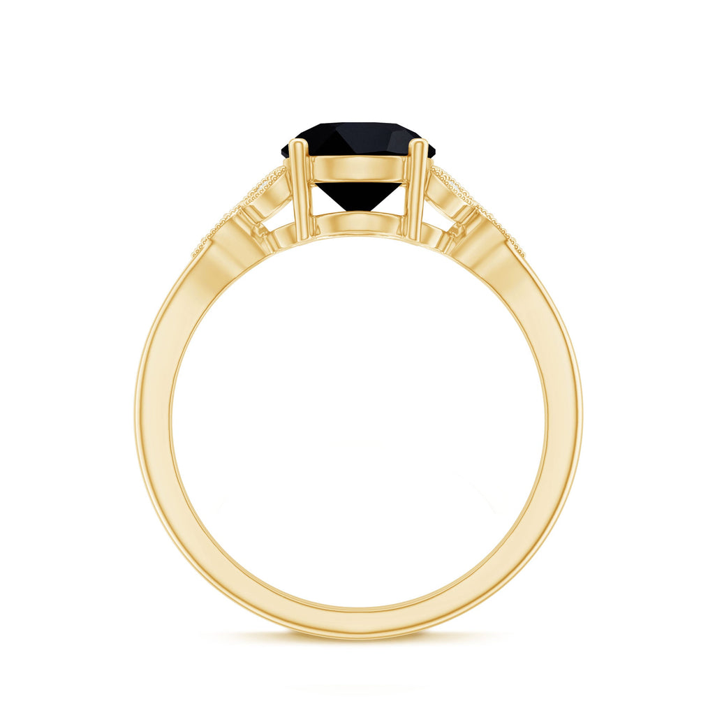 Certified 2 Carat Lab Grown Black Diamond Solitaire Engagement Ring with White Diamond