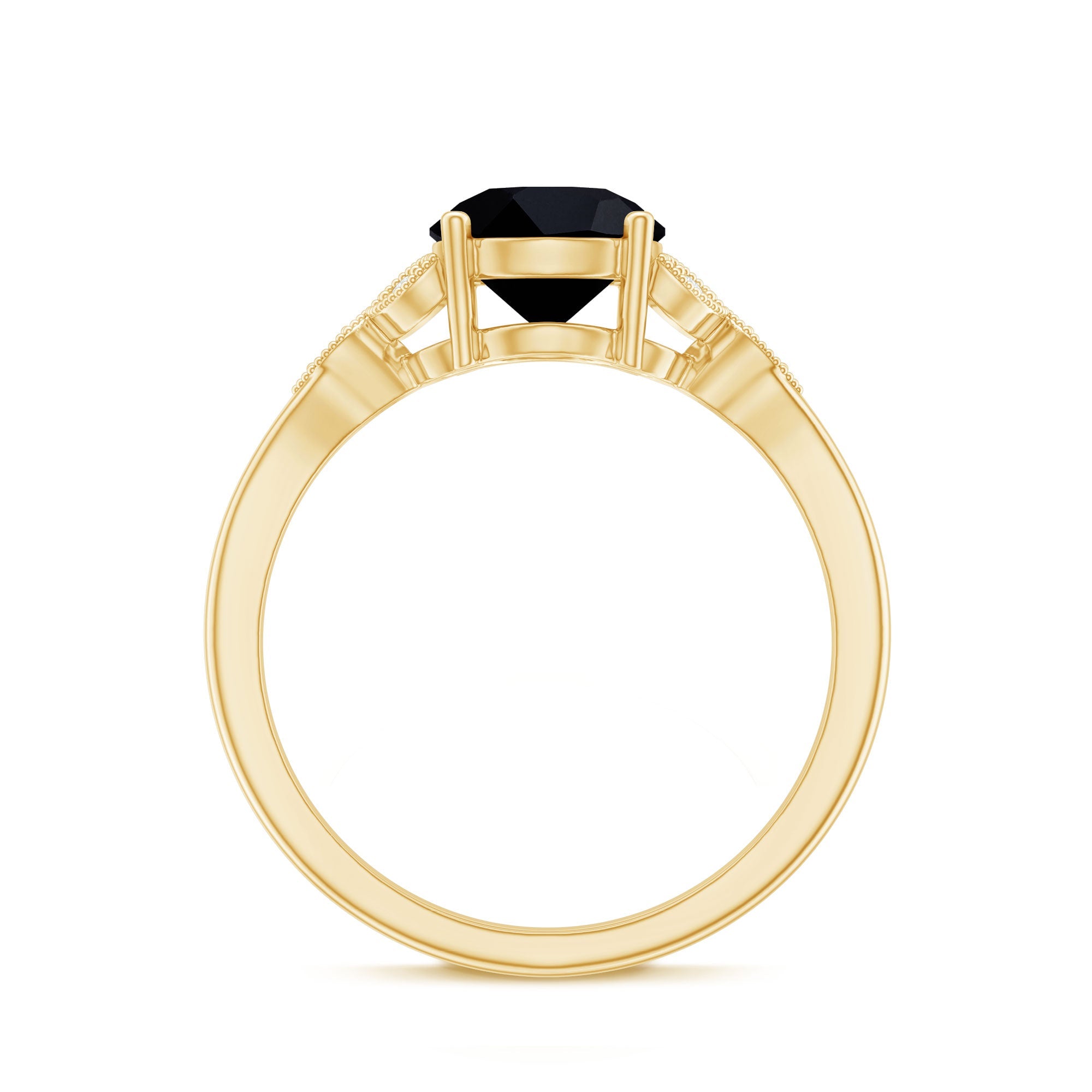 Certified 2 Carat Lab Grown Black Diamond Solitaire Engagement Ring with White Diamond