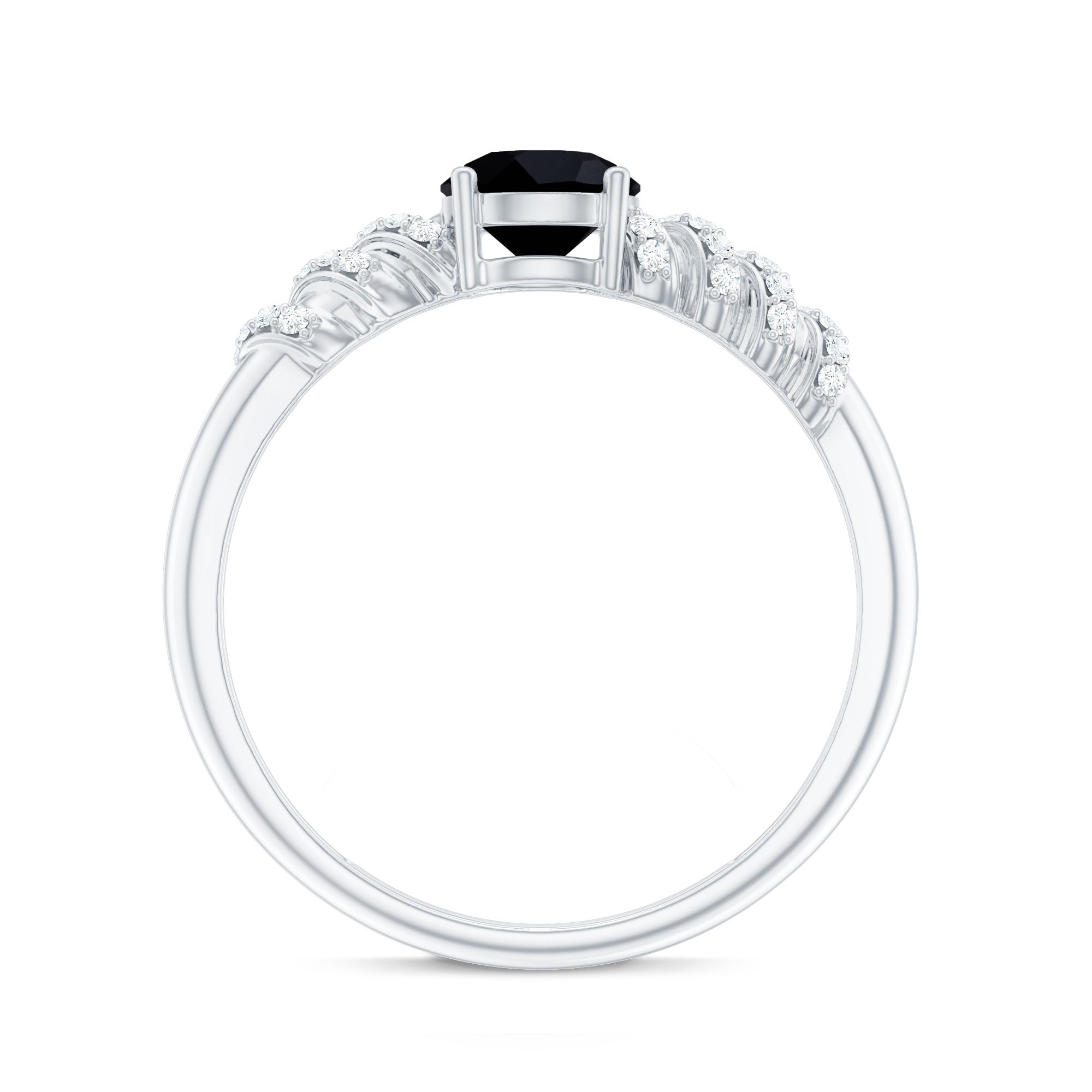Lab Grown Black Diamond Solitaire Promise Ring With Diamond