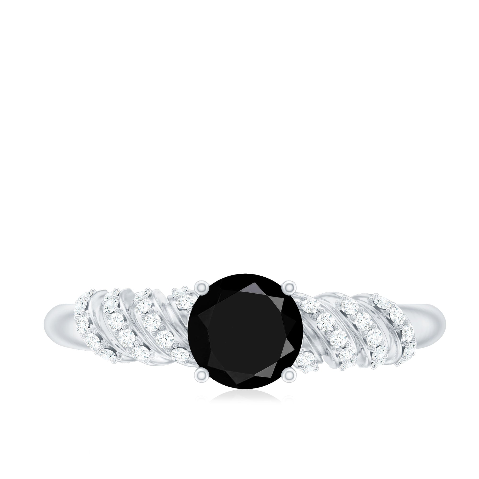 Lab Grown Black Diamond Solitaire Promise Ring With Diamond