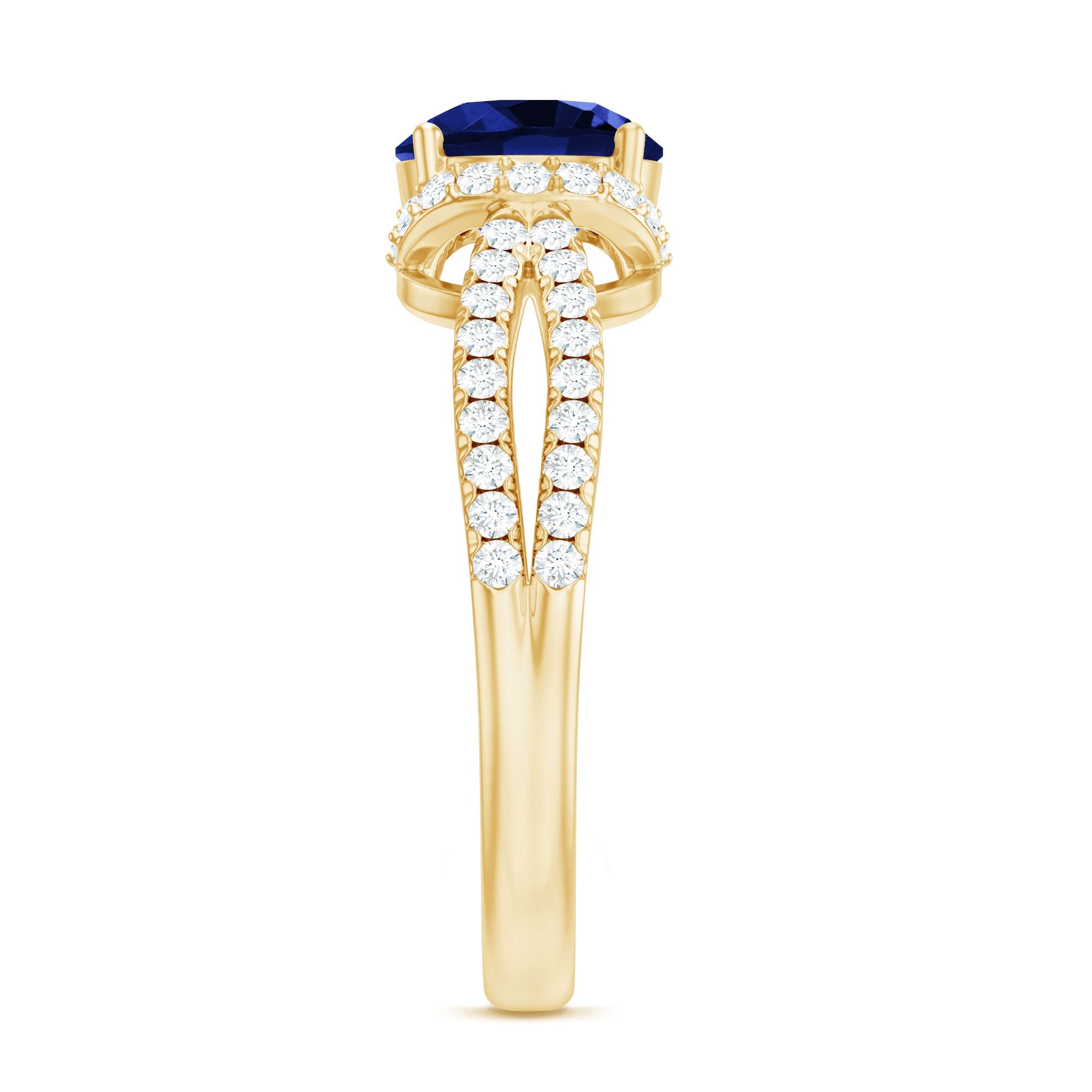 Certified 2.7 Carat Lab Grown Blue Sapphire Engagement Ring with Diamond for Women