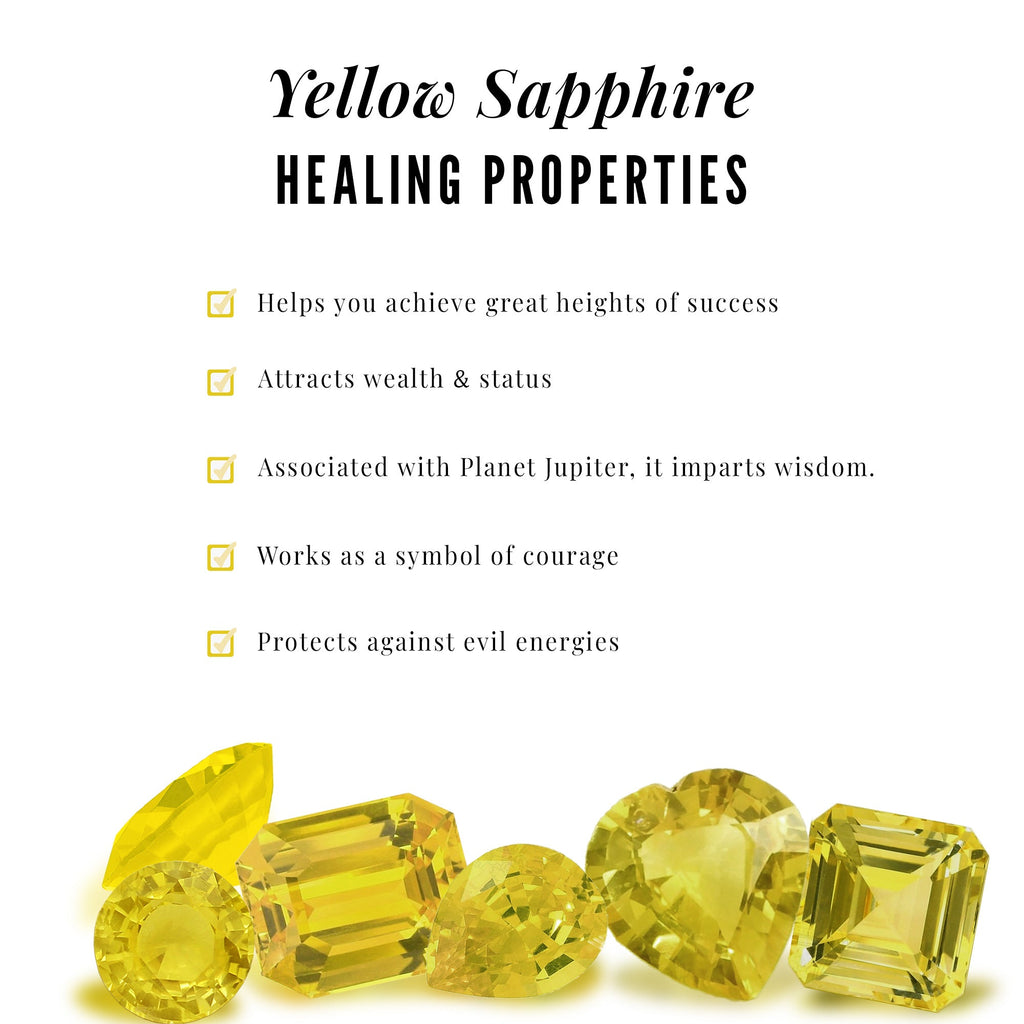 Real Yellow Sapphire Flower Engagement Ring with Diamond